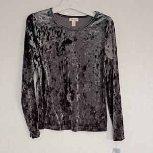 Cat & Jack Velvet Long Sleeve Top - Gray